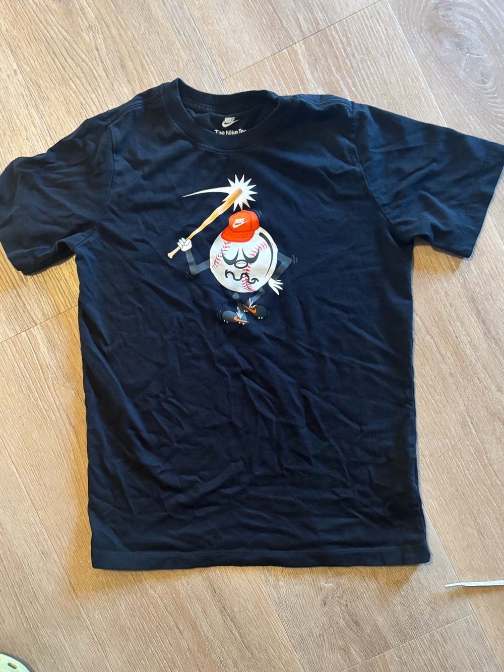 Nike Kids Black Tee with baseball Cartoon Character